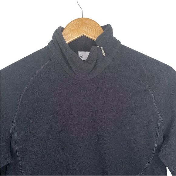Spyder Women’s Pull Over Top Black Mock Neck Fleece Size 12 - Picture 3 of 10